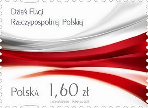 Flaga Rzeczypospolitej na znaczku Poczty Polskiej [fot. Poczta Polska]