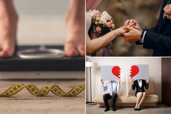Jak małżeństwo i rozwód wpływają na masę ciała [fot. collage Senior.pl / Canva]