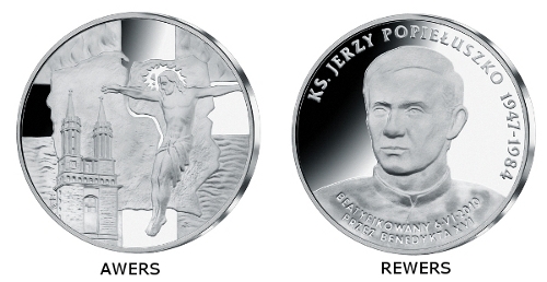 Ksidz Jerzy Popieuszko upamitniony na medalu z okazji jego beatyfikacji