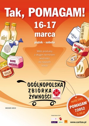 "Tak, Pomagam" po raz drugi - Zbiórka Żywności Caritas "Tak, Pomagam" po raz drugi - Zbiórka Żywności Caritas
